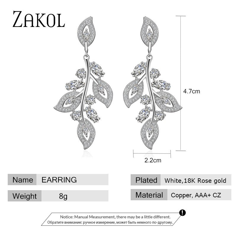 Elegant Floral Leaf Drop Earrings