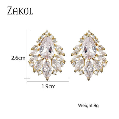 Brilliant Marquise Tear Drop Bridal Earrings