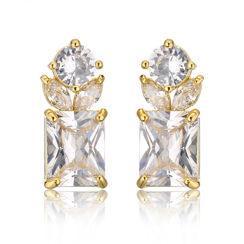 Stunning Square CZ Wedding Earrings