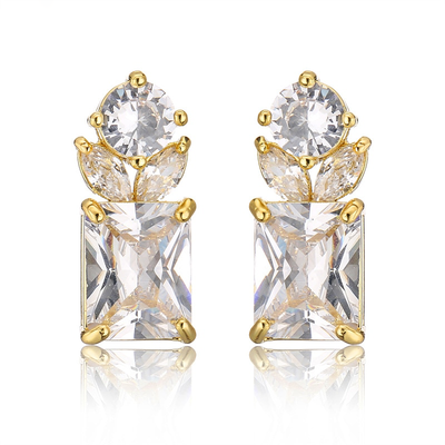 Stunning Square CZ Wedding Earrings