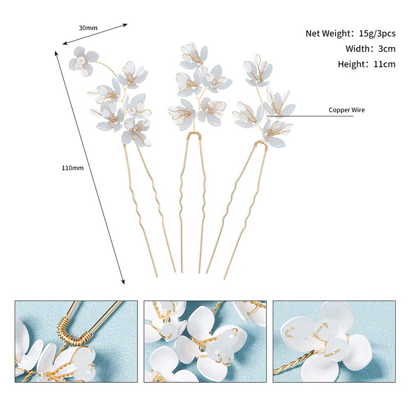 Chloe Delicate Lily Hair Pin Set (3 Piece)