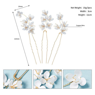 Chloe Delicate Lily Hair Pin Set (3 Piece)