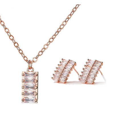 Amara Geometric Pendant Necklace & Earring Set