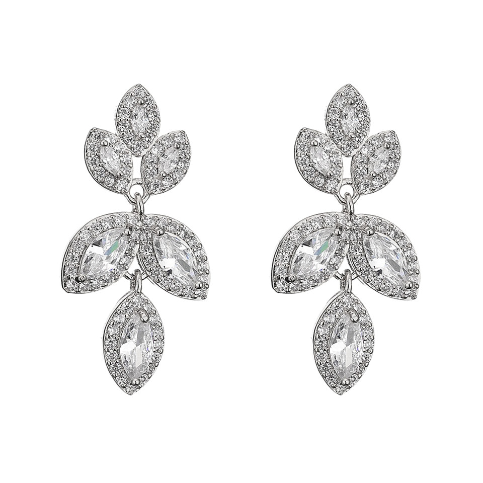 Rhinestone Leaf Stud Earrings