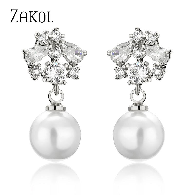 Pearl Drop Wedding Earrings