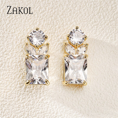 Stunning Square CZ Wedding Earrings