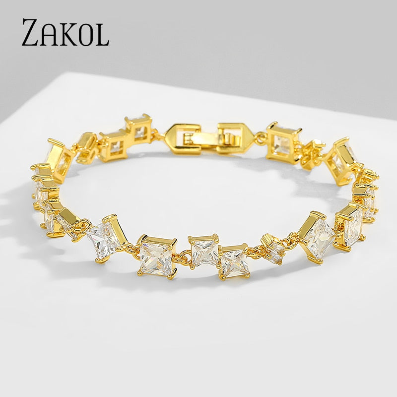 Elaina Square Zirconia Crystal Bracelet