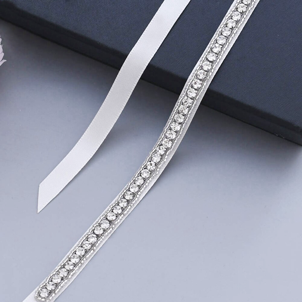 close up rhinestone wedding dress belt