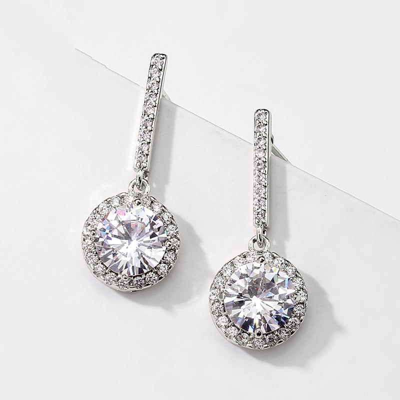 Halo Crystal Drop Earrings