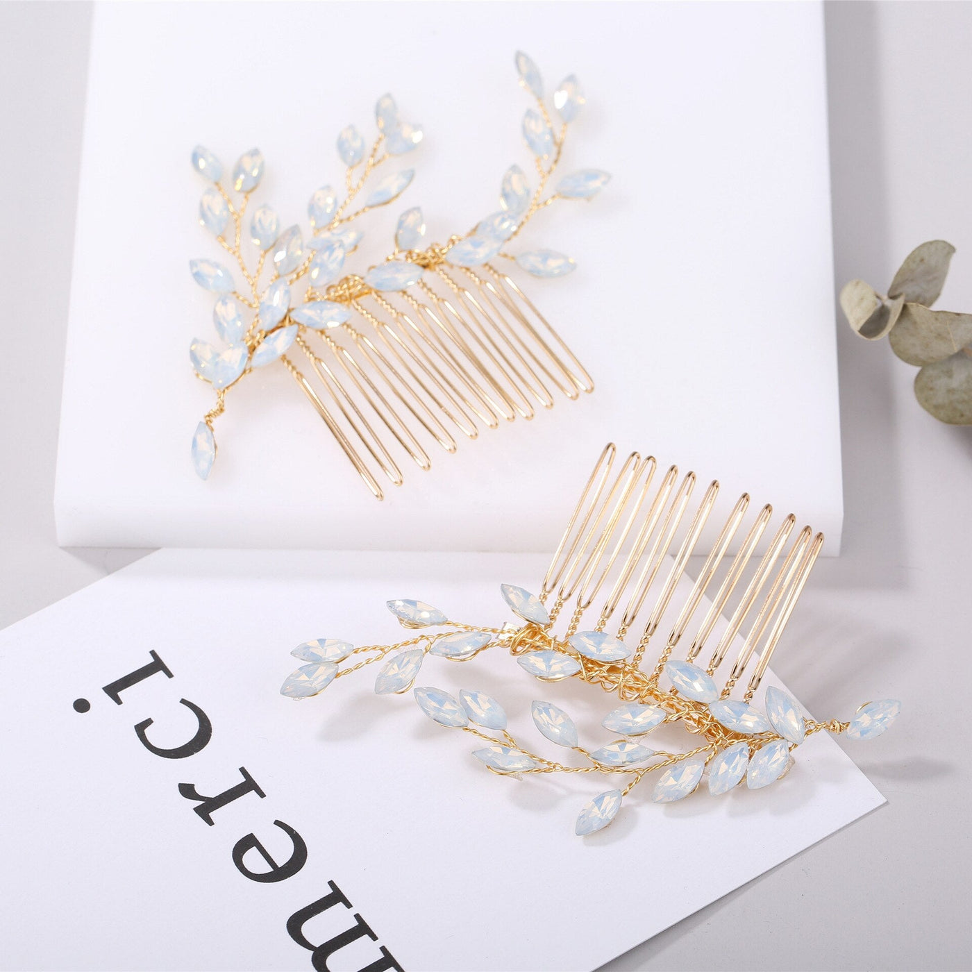 Paige Classic Opal Leaf Comb Set (2 Piece)