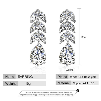 Stunning CZ Leaf Dangle Earrings