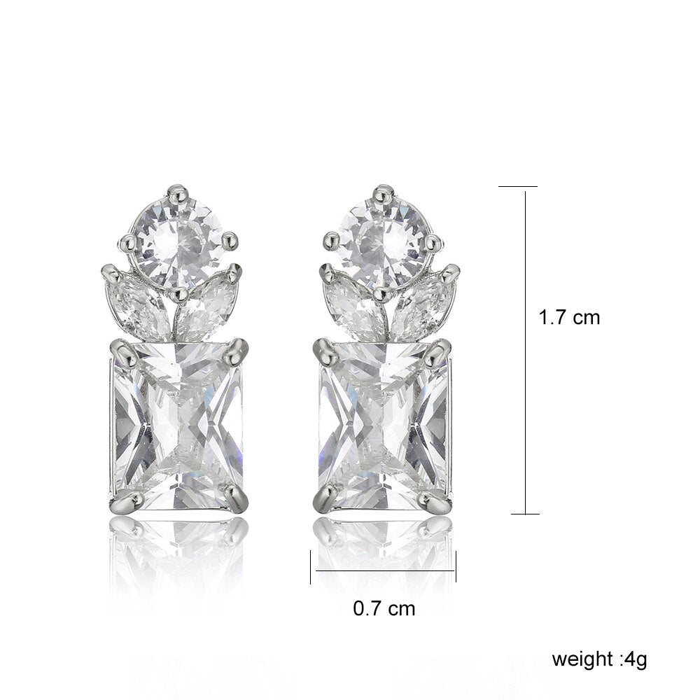 Stunning Square CZ Wedding Earrings