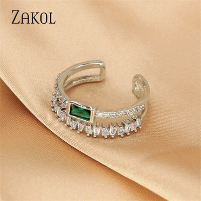 Emerald Zirconia Crystal Statement Ring