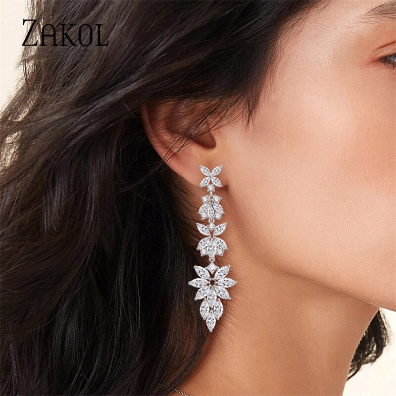 CZ Bridal Drop Earrings