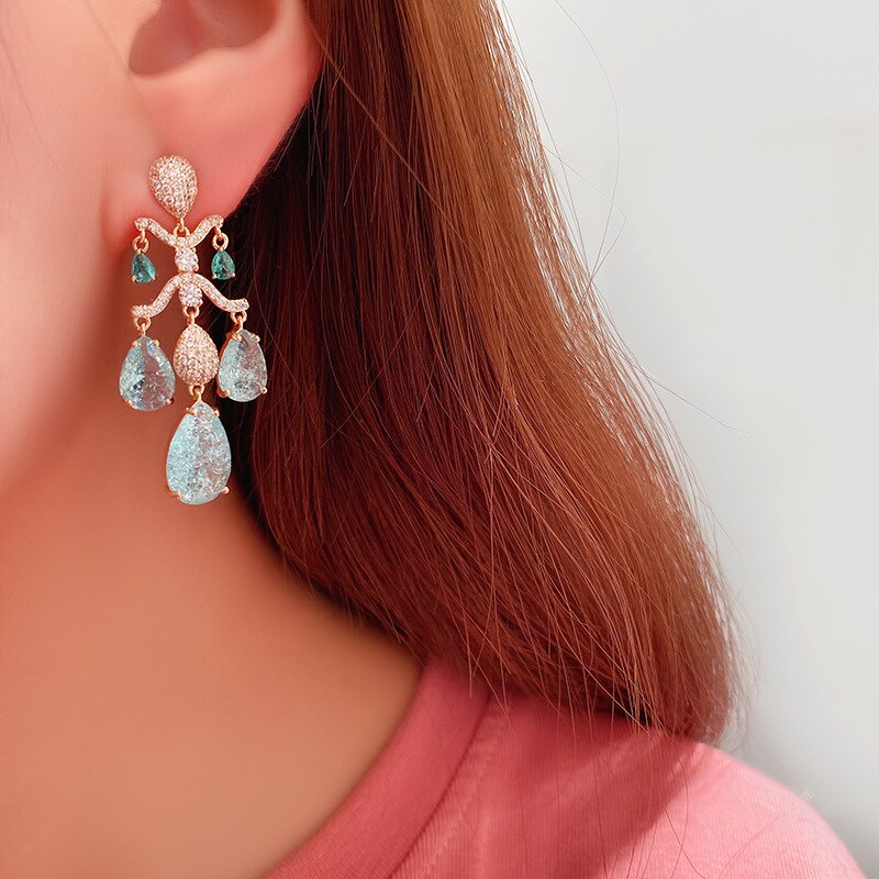 Luxury Turquoise Chandelier Earrings