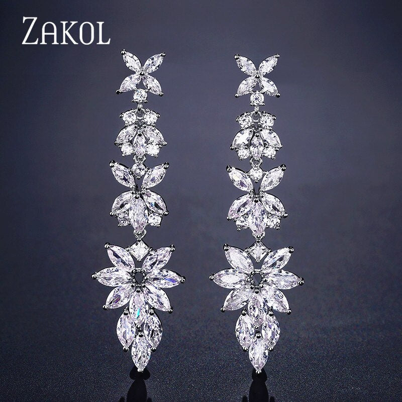 CZ Bridal Drop Earrings