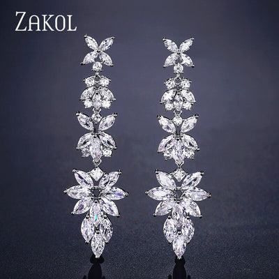 CZ Bridal Drop Earrings