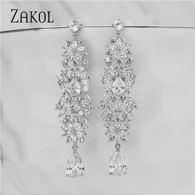 Long Chandelier Couture Wedding Earrings