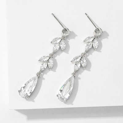 Clear CZ Crystal Dangle Earrings