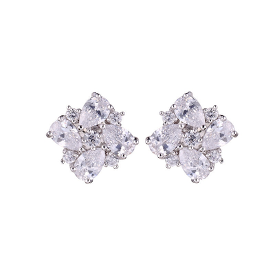 Classic Cluster Stone Stud Earrings