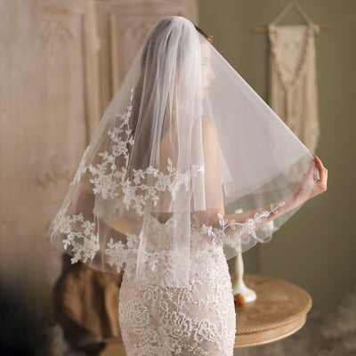 Finley Floral Beaded Wedding Veil