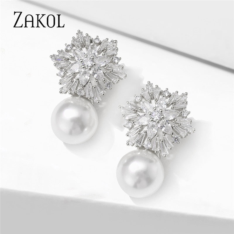 Pearl Drop Wedding Studs