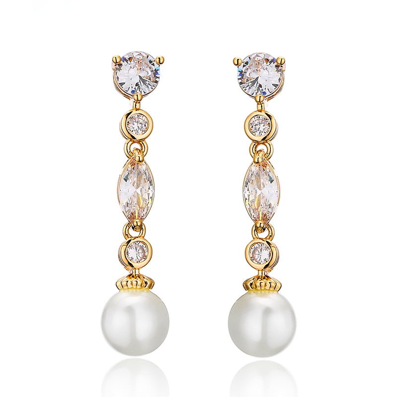 Crystal Pearl Dangle Earrings