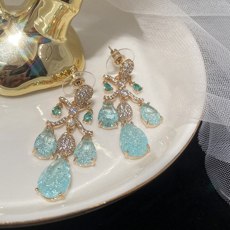 Luxury Turquoise Chandelier Earrings