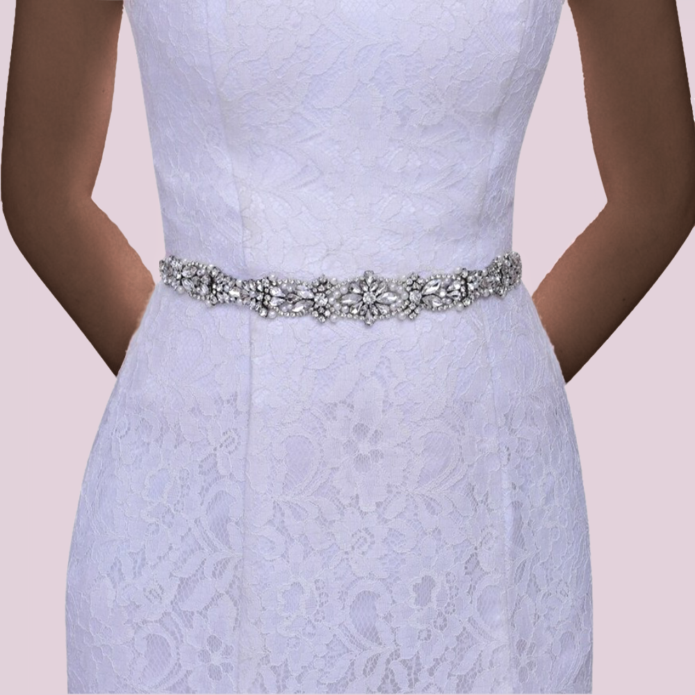 Mallory Pearl & Rhinestone Beaded Bridal Belt